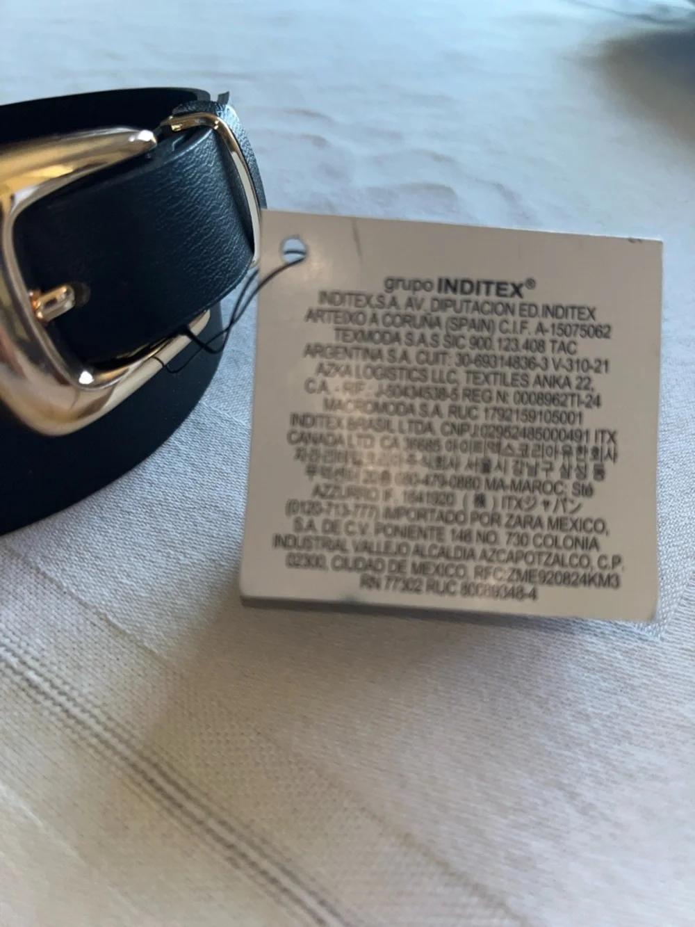 NWT Inditex Black Belt Gold Tone Buckle